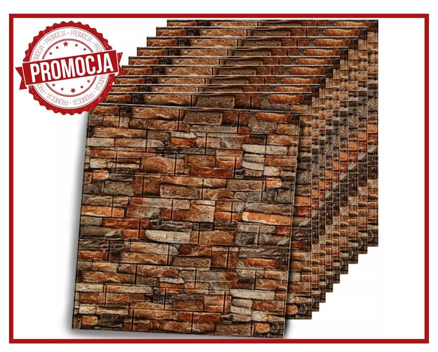 PANELE 3D ŚCIENNE Samoprzylepne Czerwona Stara Cegła Tapeta (PROMOCJA)
