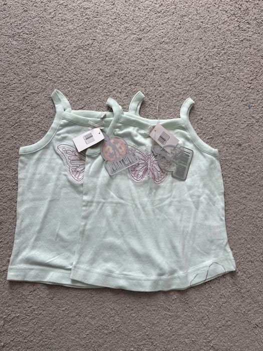 Podkoszulka dziewczeca mietowa z motylem bawelniana