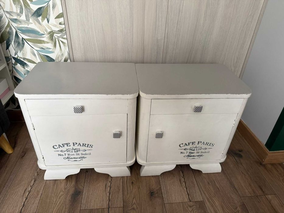 Dwa stoliki nocne - lata 50 art deco