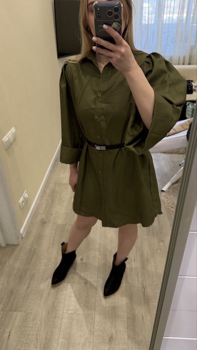 Трендова сукня хакі, сукня котонова