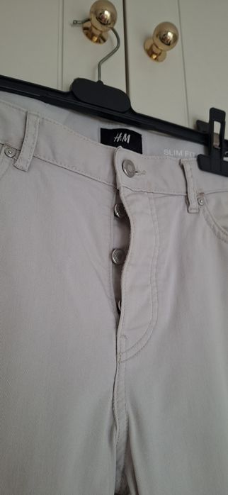 Calça Slim Fit Sarja Creme Homem Tam 40