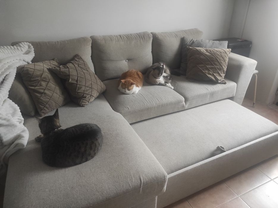 Sofá cama com chaise