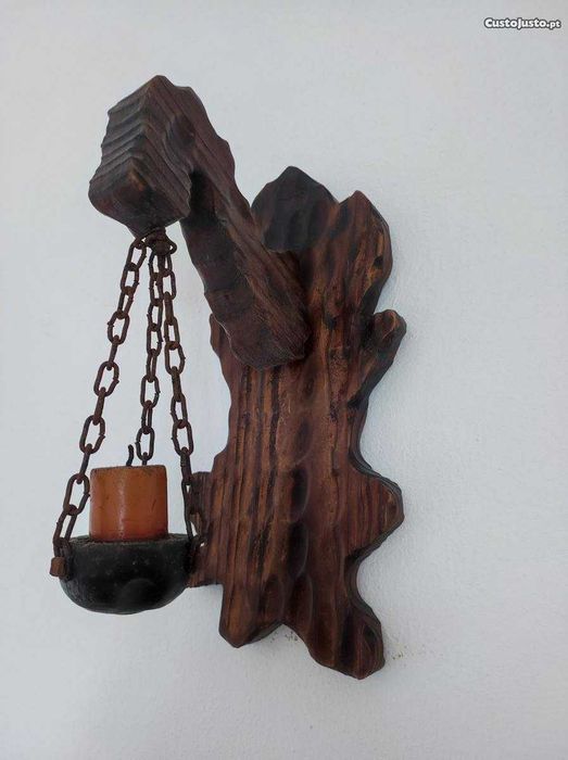 Castiçal de parede em pinho - Antigo