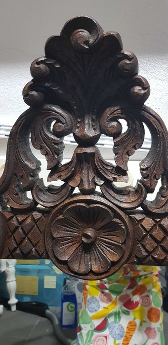 Espelho antigo moldura madeira talhada