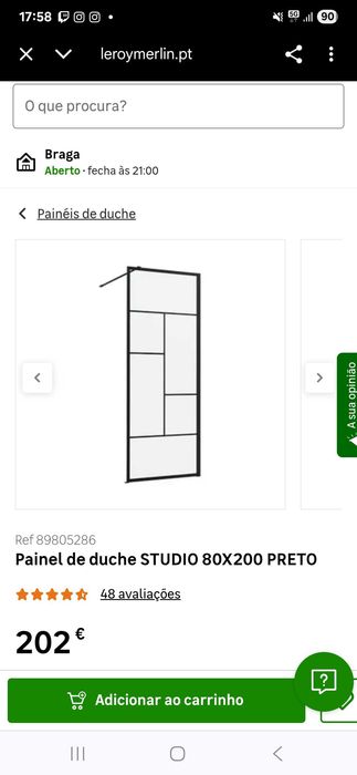 Painel de duche STUDIO 80X200 preto