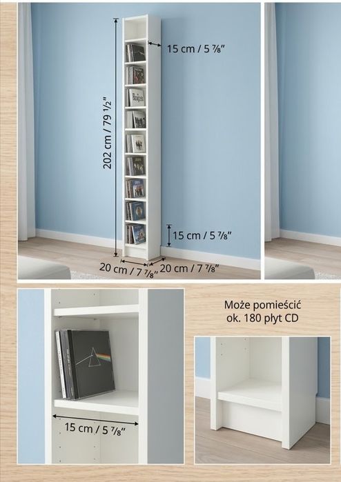 Ikea regał biały Gnedby na CD DVD wys 202
Zestaw