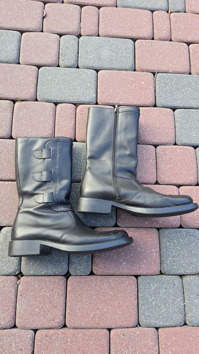 Buty męskie czarne kozaki, również na motocykl