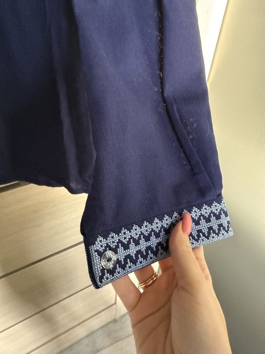 Чоловіча темно-синя вишиванка бавовняна ХХЛ-3ХЛ