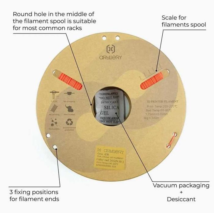 Filamento ARTILLERY PLA 1.75mm - Bobina 1kg - Impressoras 3D FDM