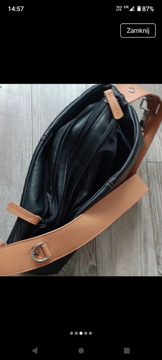 Torebka typu hobo czarna z regulowanym paskiem Espresso
