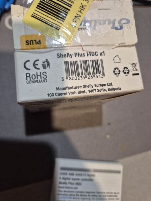 Shelly Plus i4 DC, 4-cyfrowy kontroler wejść Wi-Fi i Bluetooth.