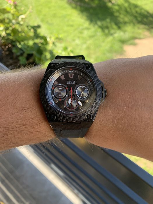 Powystawowy Zegarek Guess W1048G2 Carbon/Red/Gumowy Pasek/Gw/Wys!