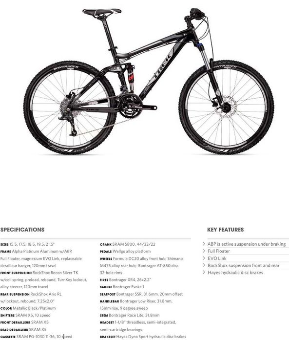 Bicicleta dupla suspensão TREK FUEL EX5 roda 26"