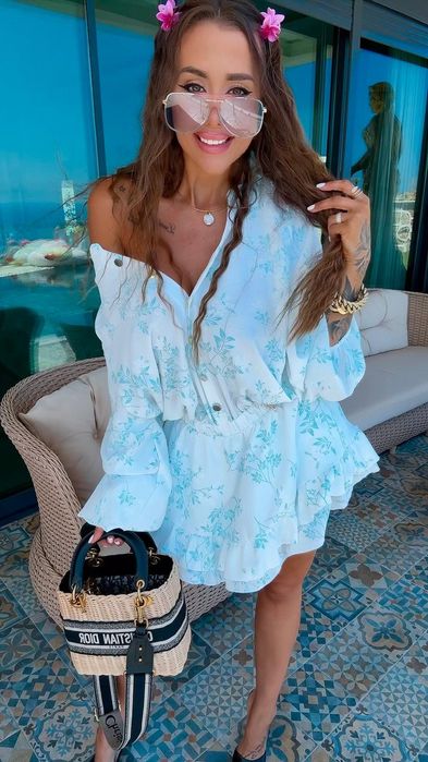 Kombinezon-sukienka w kwiatuszki Lola Bianka