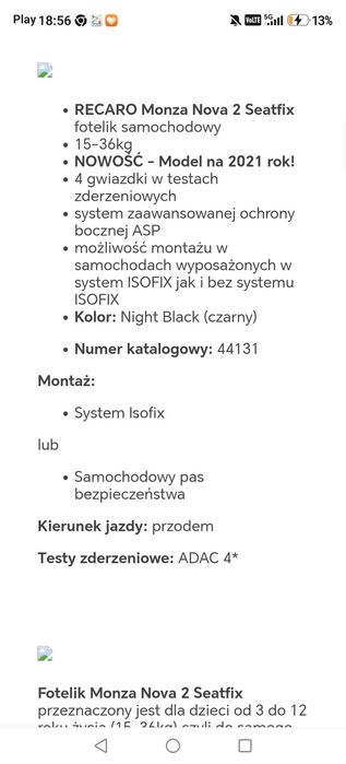 Nowy fotelik monza Nova recaro