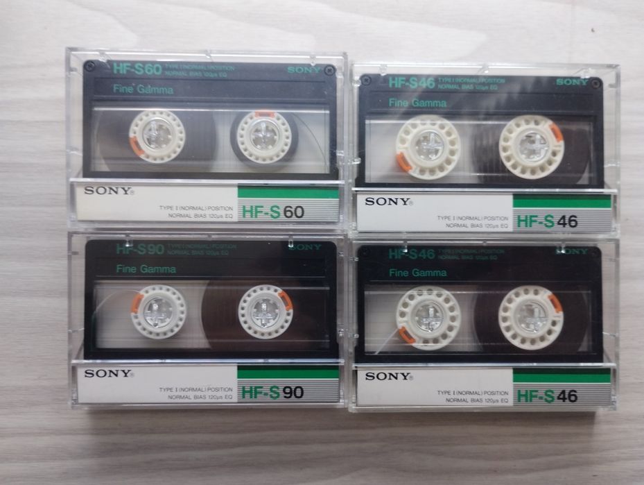 Вінтажні аудіокасети Sony HF-S Fine Gamma (1986-1987, Japan)-Лот 4 шт. Самі касети в ідеалі.