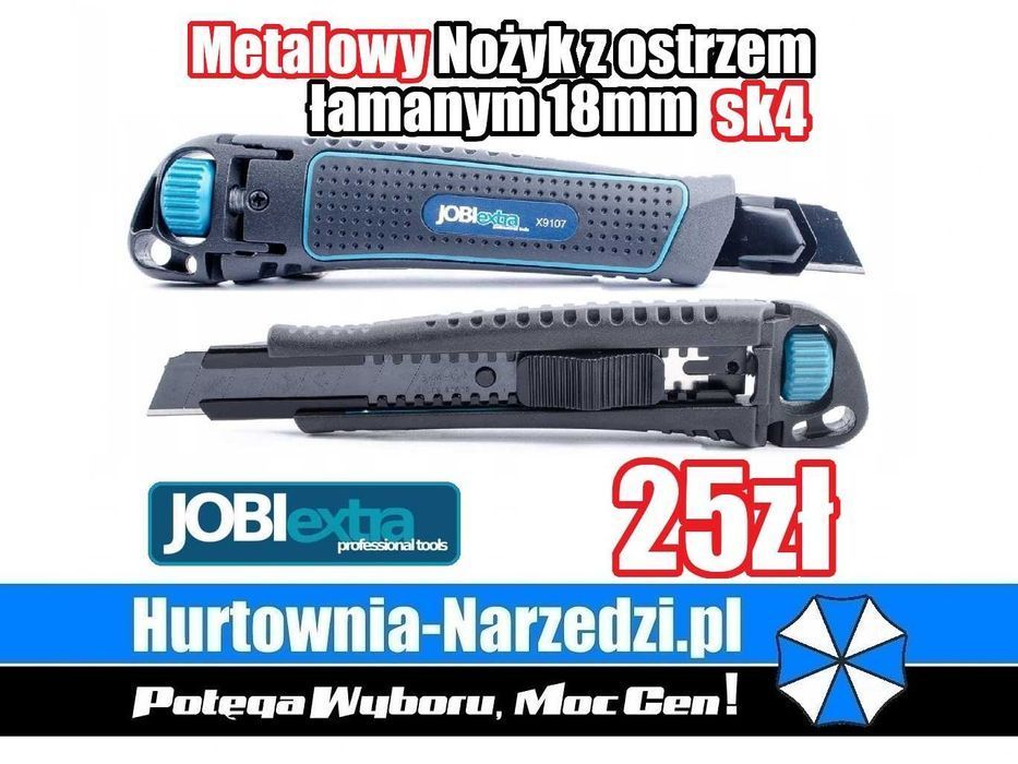SOLIDNY METALOWY Nóż do tapet 18mm Nożyk tapetowy 18mm ostrze łamane