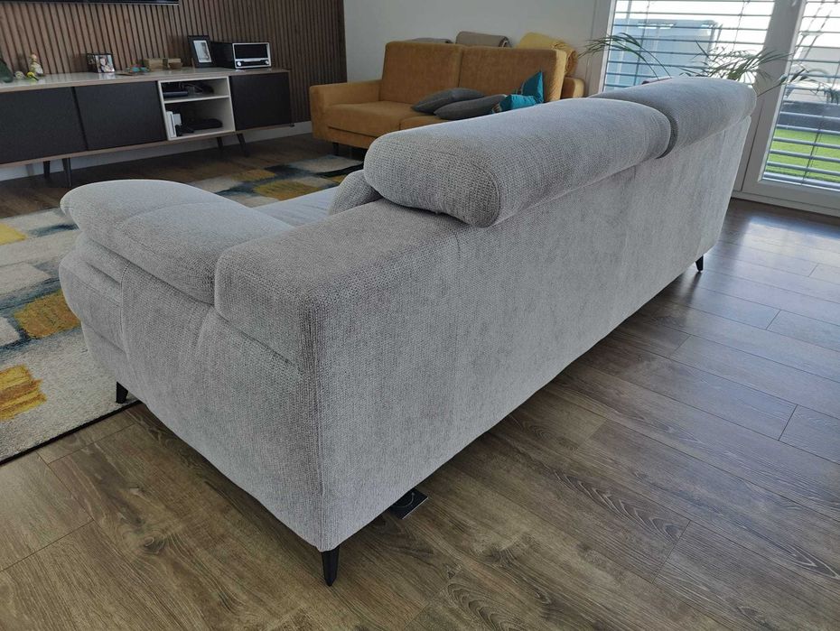 Sofá 3 Lugares Cinzento Costas Reguláveis