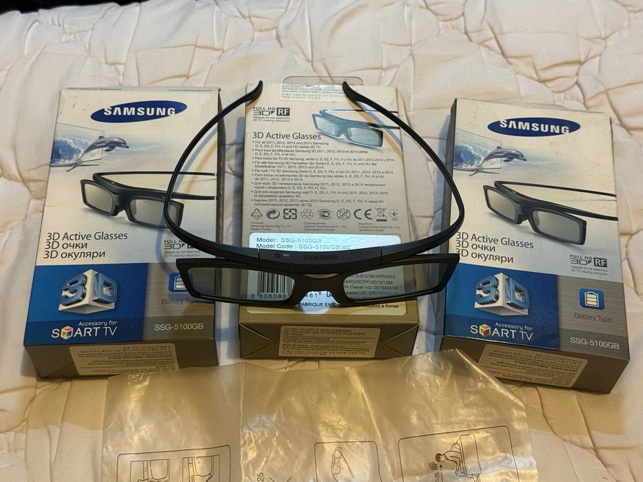 3 pares Óculos 3D Samsung Smart TV SSG-5100GB full HD RF novos, tested