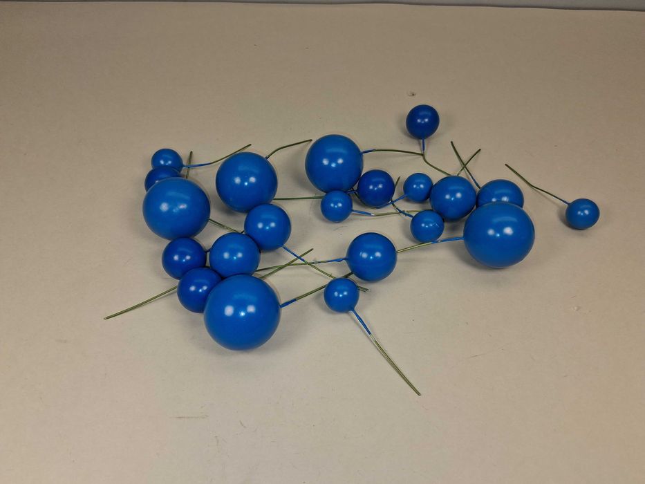 K159 Niebieskie Kulki Ozdobne Na Druciku Do Stroików Dekoracji