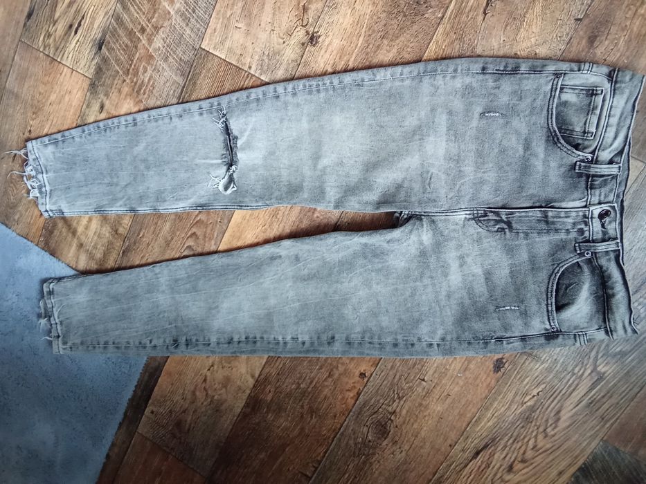 Szare damskie spodnie jeansowe M