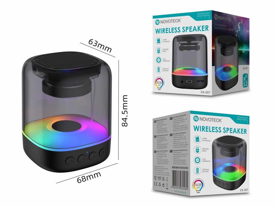 Coluna NOVOTECK XB-007 RGB O Toque de Magia Sonora e Visual para o Seu