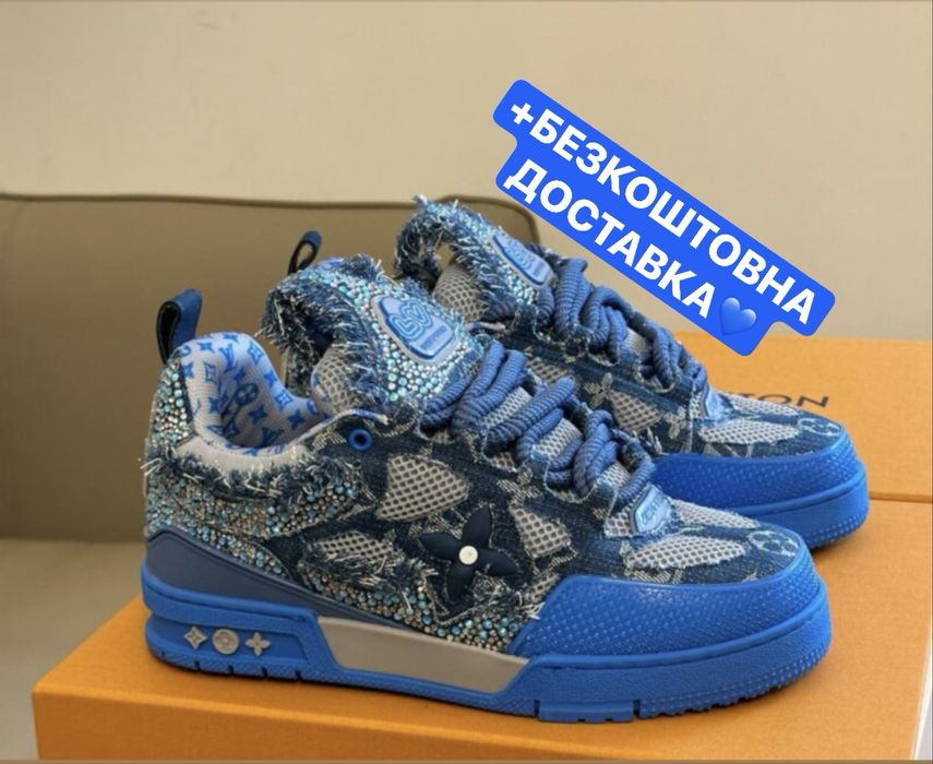 ДОСТАВКА 1-2 ДНІ‼️Louis Vuitton Skate Trainer Blue Swarovski Monogram.