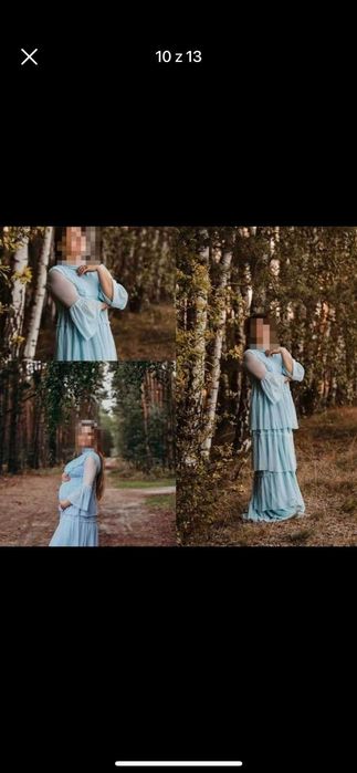 Suknia sukienka ciążowa do sesji foto zdjęciowych niebieska błękitna S