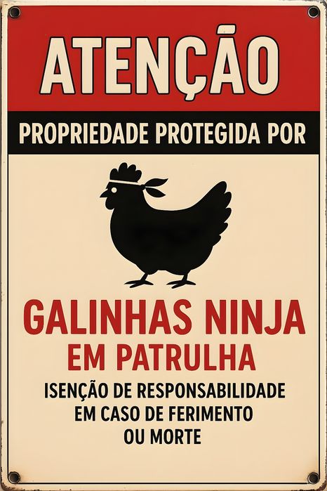 Galinhas ninja placa de metal