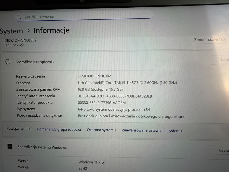 Laptop Dell Latitude 7420 i5-1145G7 16GB 256GB