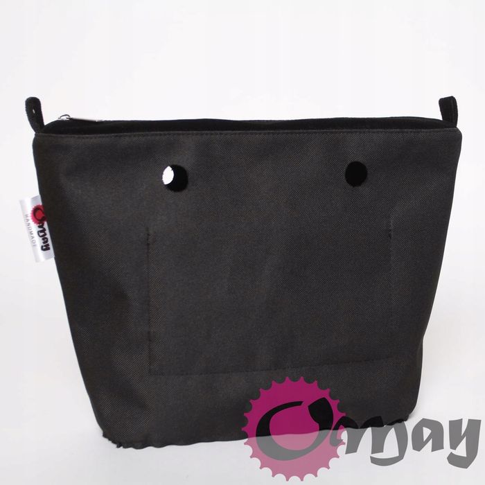 CZARNY organizer OBAG MINI Welur Velvet 2 kieszenie wnętrze OMAY