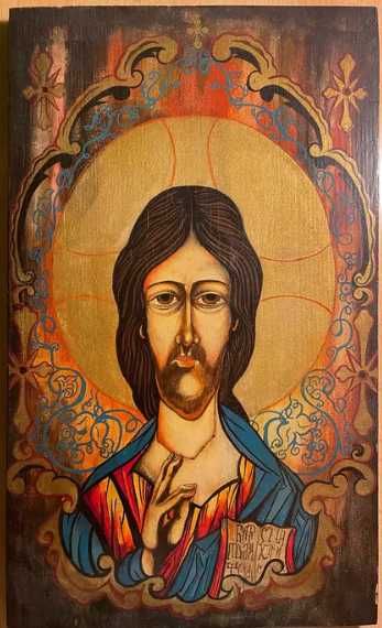 Jezus Chrystus Nauczyciel obraz  Ikona drewno pozłacany