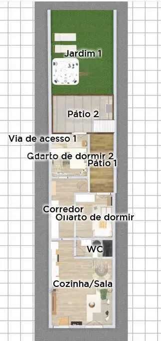 Casa térrea T2 p/ reabilitar com quintal em Penedo Gordo