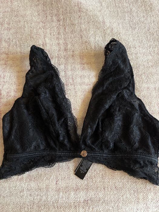 Czarny bielizniany koronka biustonosz top m&s