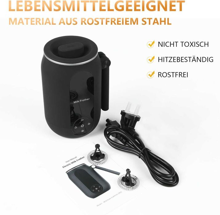 Elektryczny spieniacz do mleka Cappuccino 4 w 1 cichy  czarny
