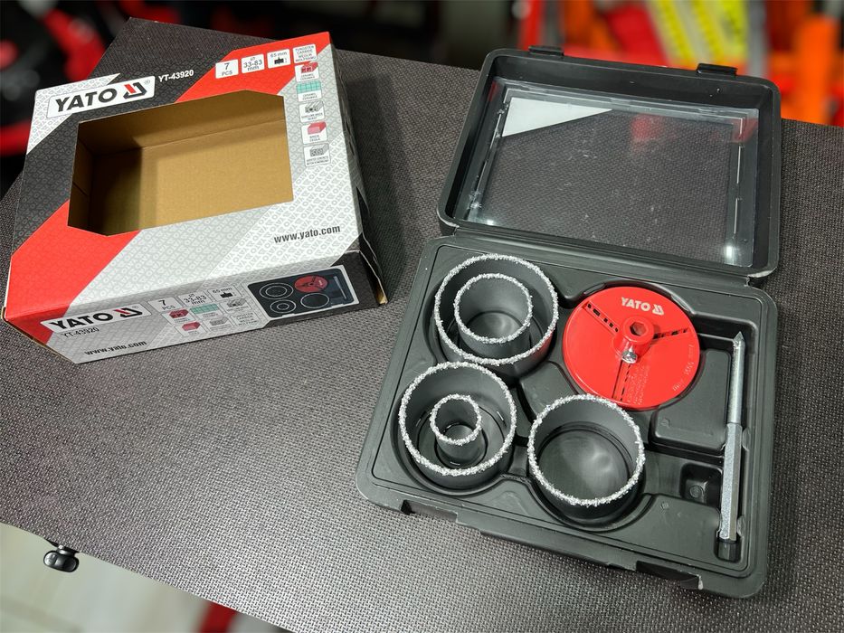 Набор вольфрамовых корончатых сверл 33-83 мм, 7 шт. YATO YT-43920