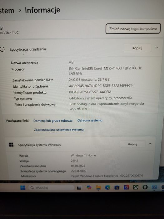 Laptop gamingowy MSI GF63