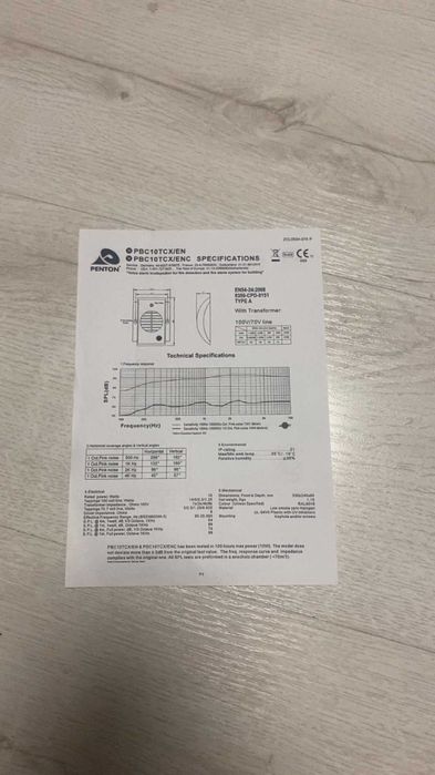 Penton PBC10TCX/EN – głośnik instalacyjny 100V 10W EN54-24 (DSO / PA)
