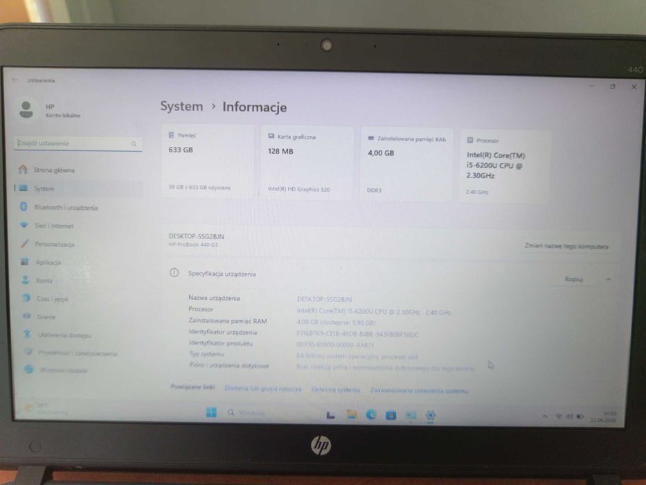 HP Probook 440 G3 i5 14" led