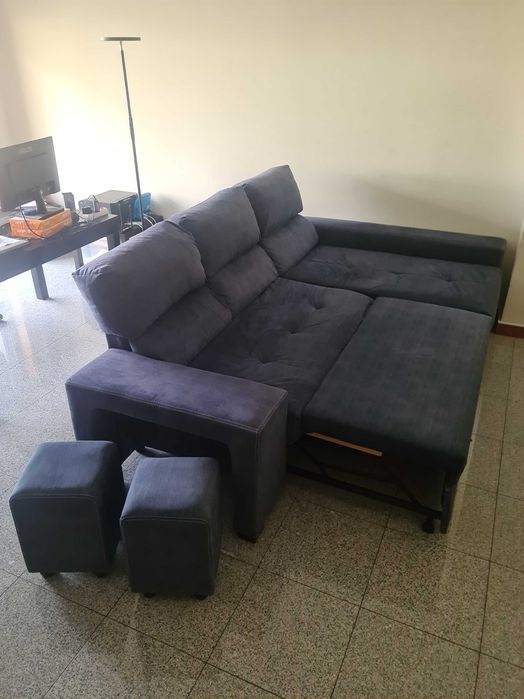 Sofá cama com chaise longue