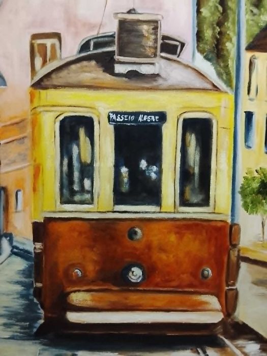 Óleo sobre tela "Eléctrico do Porto"