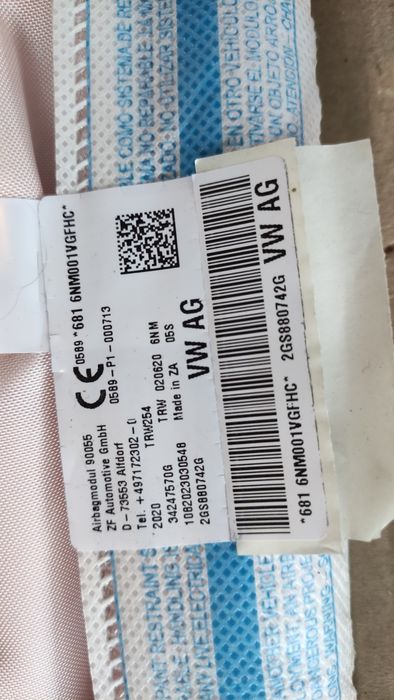 Kurtyny boczne airbag VW Polo 2G komplet
