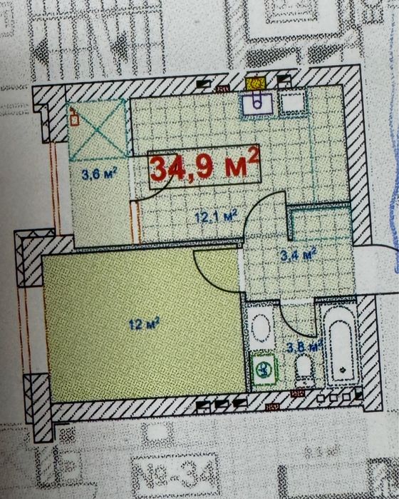 Продаж 1к квартири поруч з парком Центральним. Є розтермінування