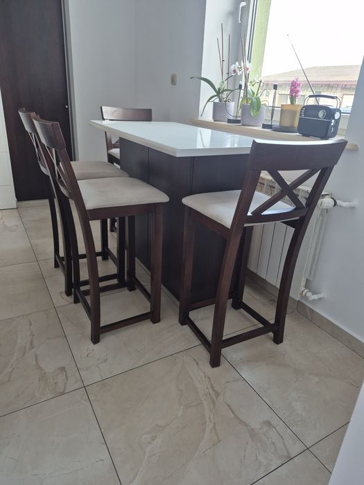 Wyspa stół i 4 hokery krzesła kuchenne meble