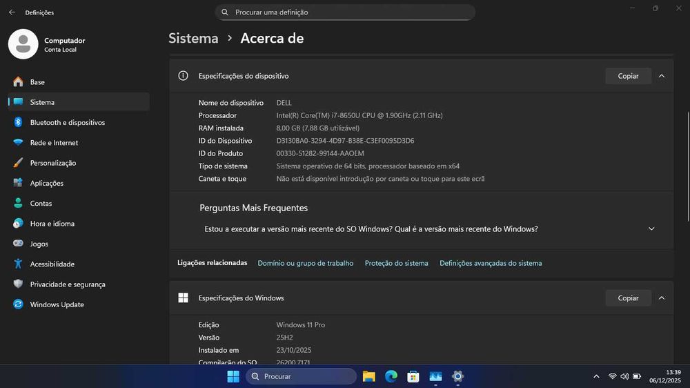 Dell i7 até 7 Horas autonomia
