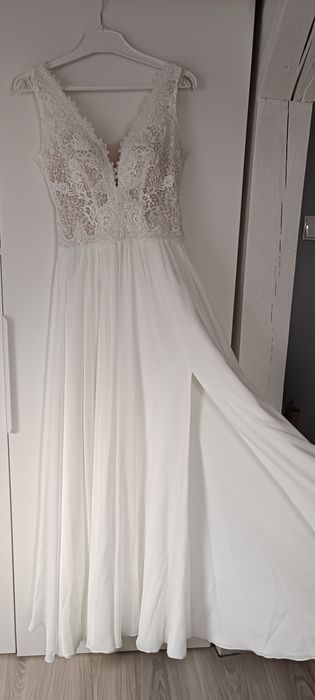 Suknia ślubna 36-40 Biały odcień Śmietanka