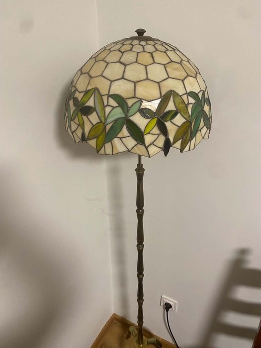 Lampa stojąca witrażowa prl