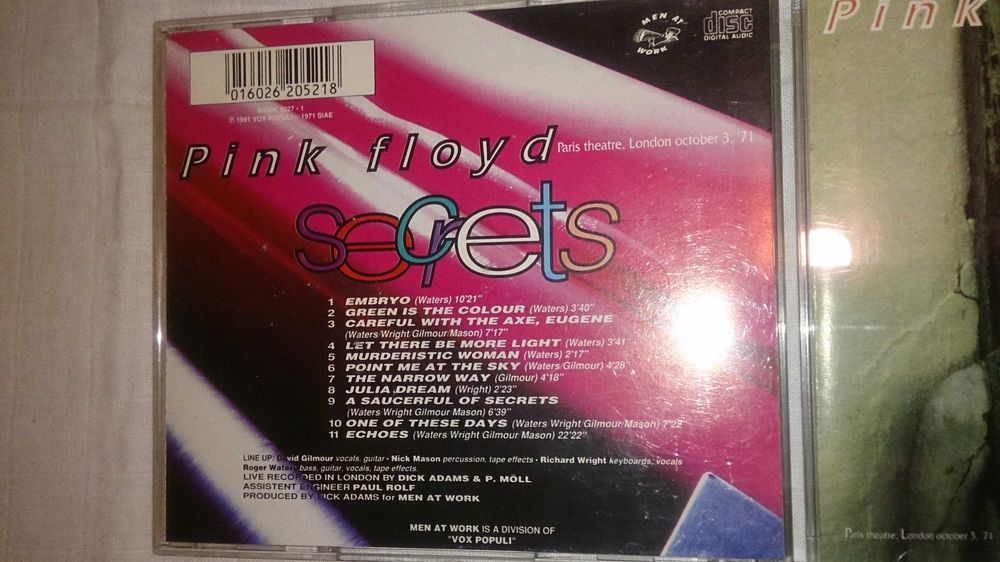 pink floyd (secrets) "paris theatre london october 3, 71" - cd raro