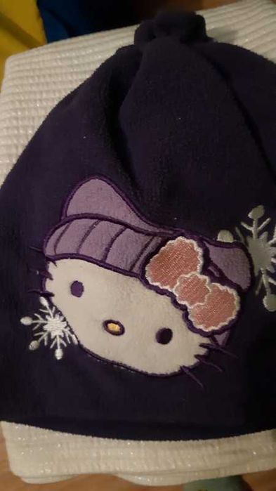 Fioletowa czapka jesień-zima Hello Kitty 3-5 lat
