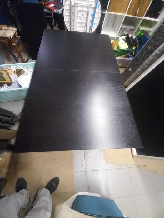 Mesa extensível IKEA BURS castanho-escuro/preto – 140/220 x 90 cm